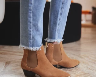 boots croûte velours marron boots croûte velours marron Kost Paris